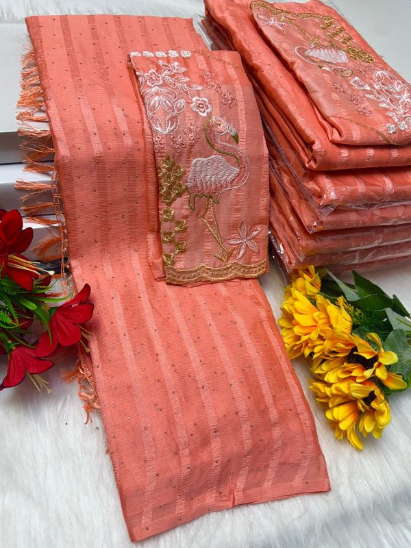 Premium Georgette Fancy Saree | Soft & Smooth Designer Saree with Embroidered Blouse-0036