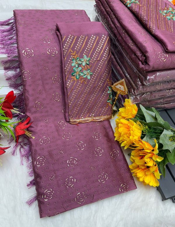Premium Georgette Fancy Saree | Soft & Smooth Designer Saree with Embroidered Blouse-0038