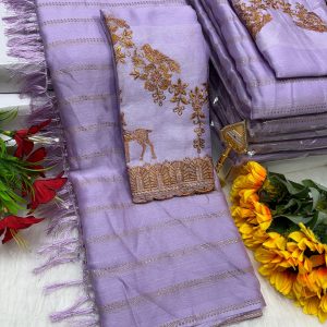 Premium Georgette Fancy Saree | Soft & Smooth Designer Saree with Embroidered Blouse-0040