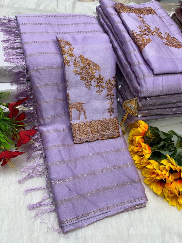 Premium Georgette Fancy Saree | Soft & Smooth Designer Saree with Embroidered Blouse-0040