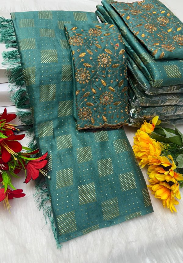 Premium Georgette Fancy Saree | Soft & Smooth Designer Saree with Embroidered Blouse-0041