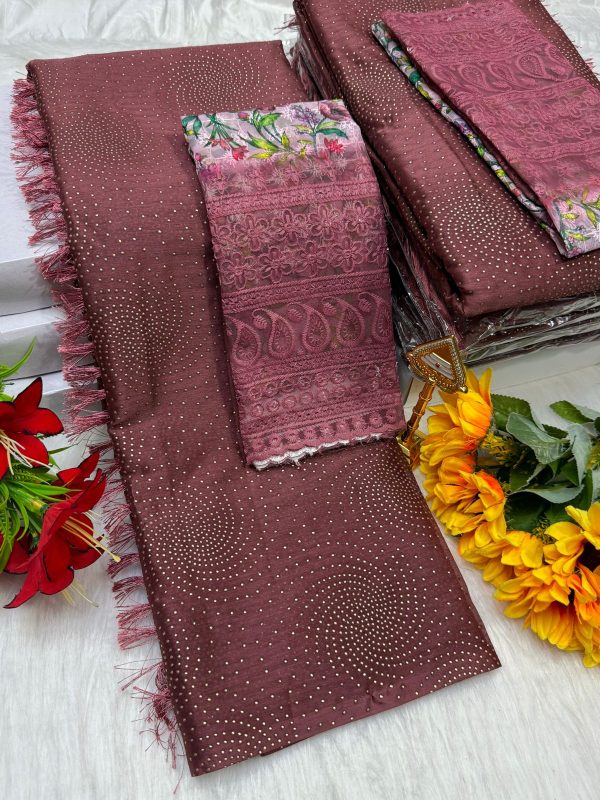 Premium Georgette Fancy Saree | Soft & Smooth Designer Saree with Embroidered Blouse-0042