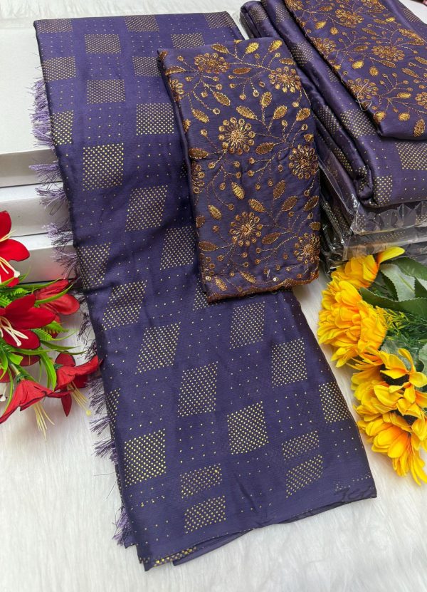 Premium Georgette Fancy Saree | Soft & Smooth Designer Saree with Embroidered Blouse-0043