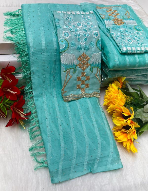 Premium Georgette Fancy Saree | Soft & Smooth Designer Saree with Embroidered Blouse-0044