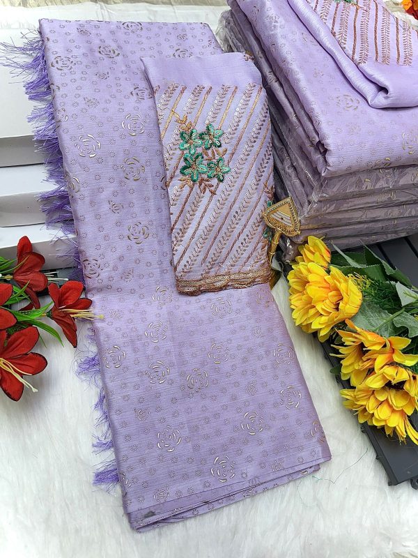 Premium Georgette Fancy Saree | Soft & Smooth Designer Saree with Embroidered Blouse-0046