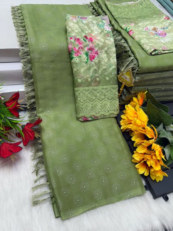 Premium Georgette Fancy Saree | Soft & Smooth Designer Saree with Embroidered Blouse-0050