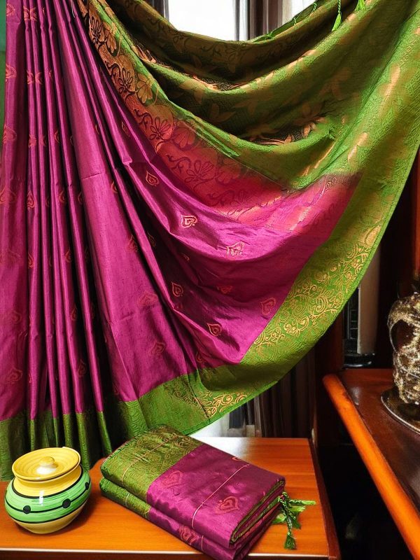 Exclusive Kanchipuram Maha Slub Silk Saree | Grand Wedding Buttas & Contrast Pallu-0018