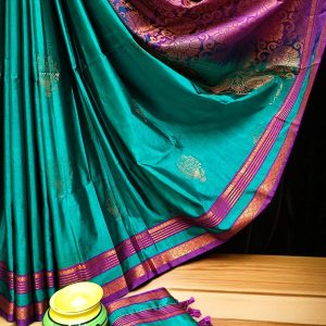 Exclusive Kanchipuram Maha Slub Silk Saree | Grand Wedding Buttas & Contrast Pallu-0028