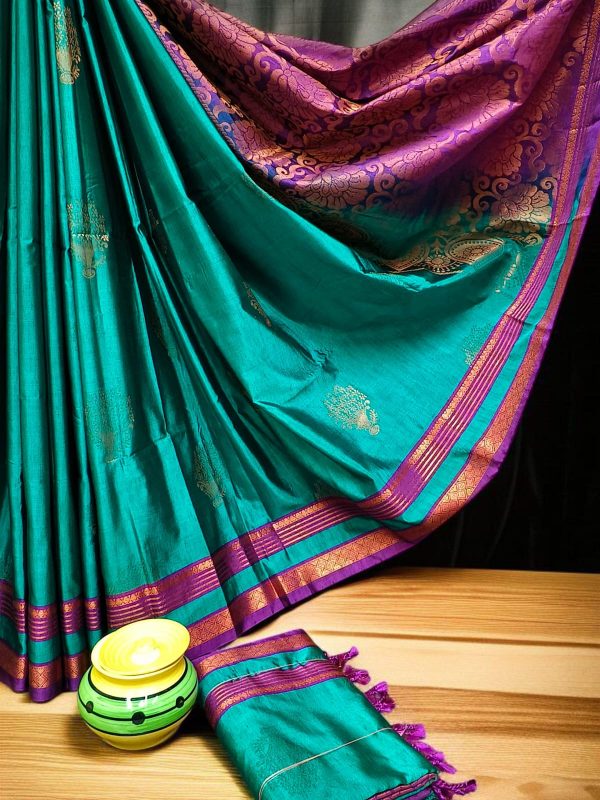 Exclusive Kanchipuram Maha Slub Silk Saree | Grand Wedding Buttas & Contrast Pallu-0028