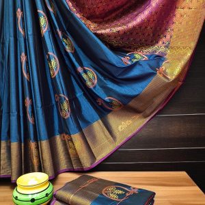 Exclusive Kanchipuram Maha Slub Silk Saree | Grand Wedding Buttas & Contrast Pallu-0035