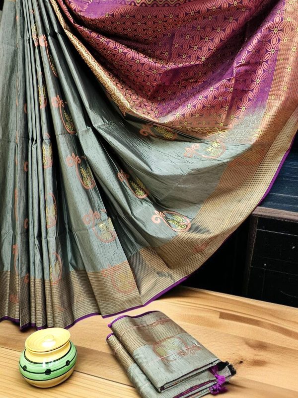 Exclusive Kanchipuram Maha Slub Silk Saree | Grand Wedding Buttas & Contrast Pallu-0036