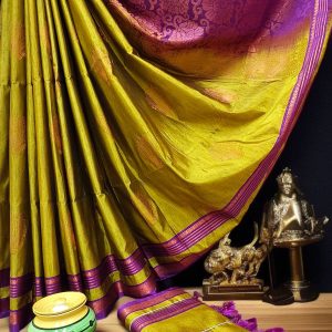 Exclusive Kanchipuram Maha Slub Silk Saree | Grand Wedding Buttas & Contrast Pallu-0037