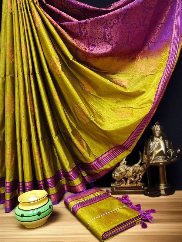 Exclusive Kanchipuram Maha Slub Silk Saree | Grand Wedding Buttas & Contrast Pallu-0037