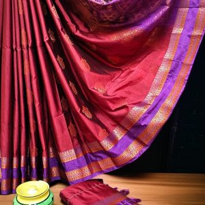 Exclusive Kanchipuram Maha Slub Silk Saree | Grand Wedding Buttas & Contrast Pallu-0038