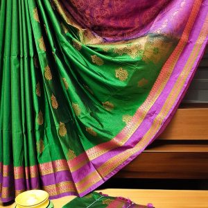 Exclusive Kanchipuram Maha Slub Silk Saree | Grand Wedding Buttas & Contrast Pallu-0040