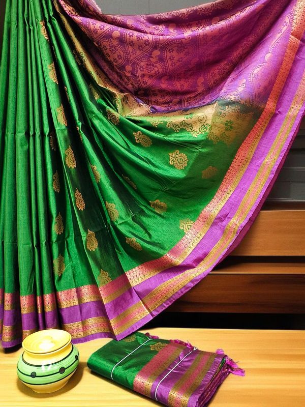 Exclusive Kanchipuram Maha Slub Silk Saree | Grand Wedding Buttas & Contrast Pallu-0040