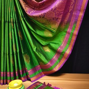 Exclusive Kanchipuram Maha Slub Silk Saree | Grand Wedding Buttas & Contrast Pallu-0041