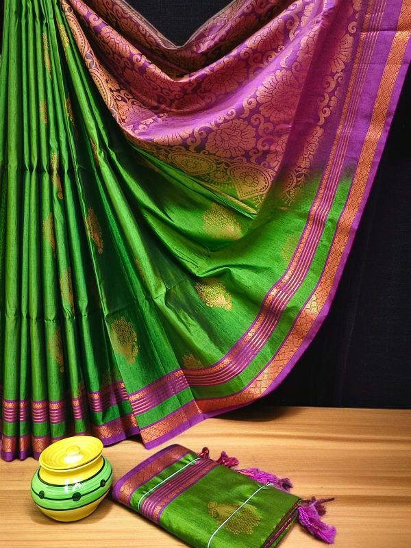 Exclusive Kanchipuram Maha Slub Silk Saree | Grand Wedding Buttas & Contrast Pallu-0041