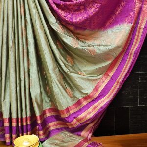 Exclusive Kanchipuram Maha Slub Silk Saree | Grand Wedding Buttas & Contrast Pallu-0042