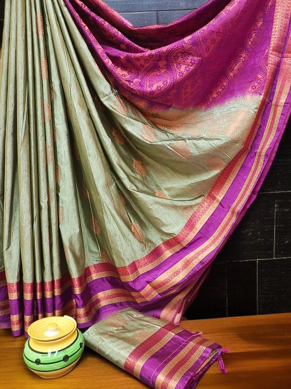 Exclusive Kanchipuram Maha Slub Silk Saree | Grand Wedding Buttas & Contrast Pallu-0042