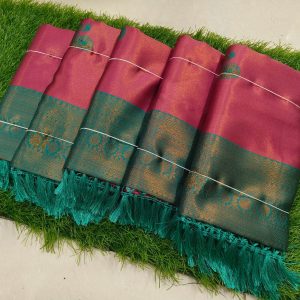 Sneha Mam Inspired Semi Kanchivaram Silk Saree | Banarasi Tissue Party Wear-0017