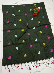 Premium Soft Kaadhi Cotton Saree | 100% Cotton Thread | Running Blouse Included-0011