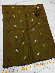 Premium Soft Kaadhi Cotton Saree | 100% Cotton Thread | Running Blouse Included-0012