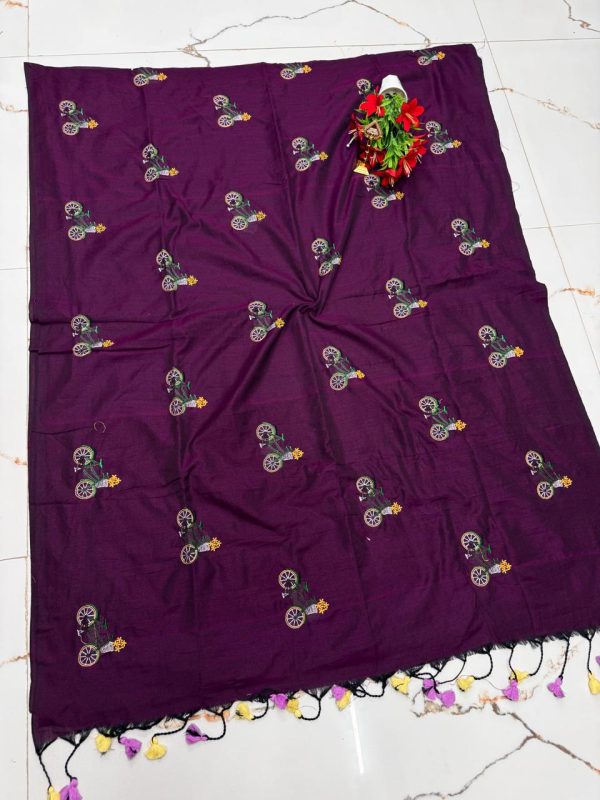 Premium Soft Kaadhi Cotton Saree | 100% Cotton Thread | Running Blouse Included-0022