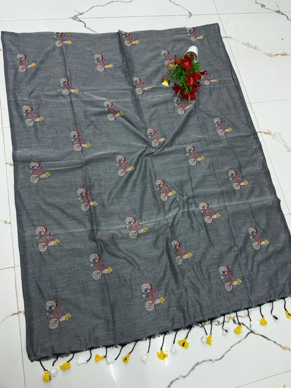 Premium Soft Kaadhi Cotton Saree | 100% Cotton Thread | Running Blouse Included-0027