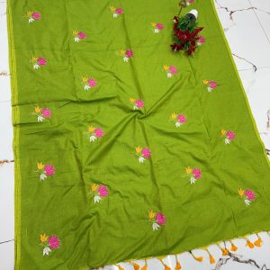 Premium Soft Kaadhi Cotton Saree | 100% Cotton Thread | Running Blouse Included-0030