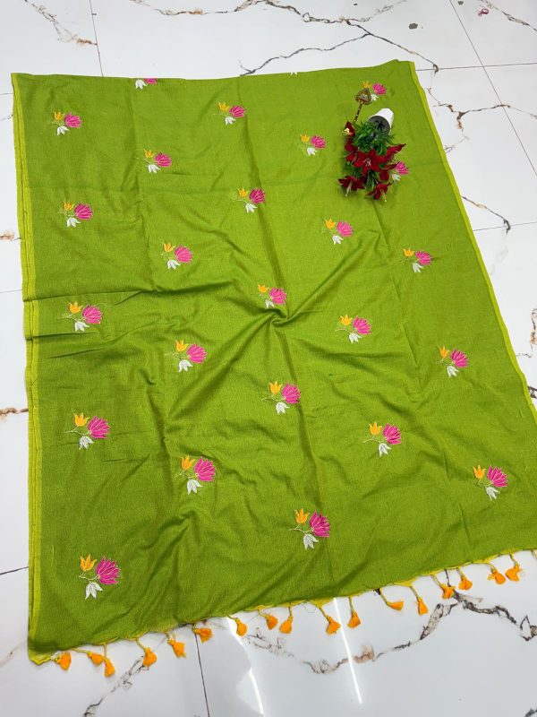 Premium Soft Kaadhi Cotton Saree | 100% Cotton Thread | Running Blouse Included-0030