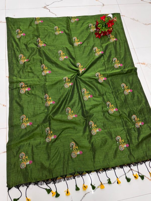 Premium Soft Kaadhi Cotton Saree | 100% Cotton Thread | Running Blouse Included-0036