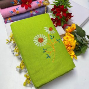Premium Soft Kaadhi Cotton Saree | 100% Cotton Thread | Running Blouse Included-0064