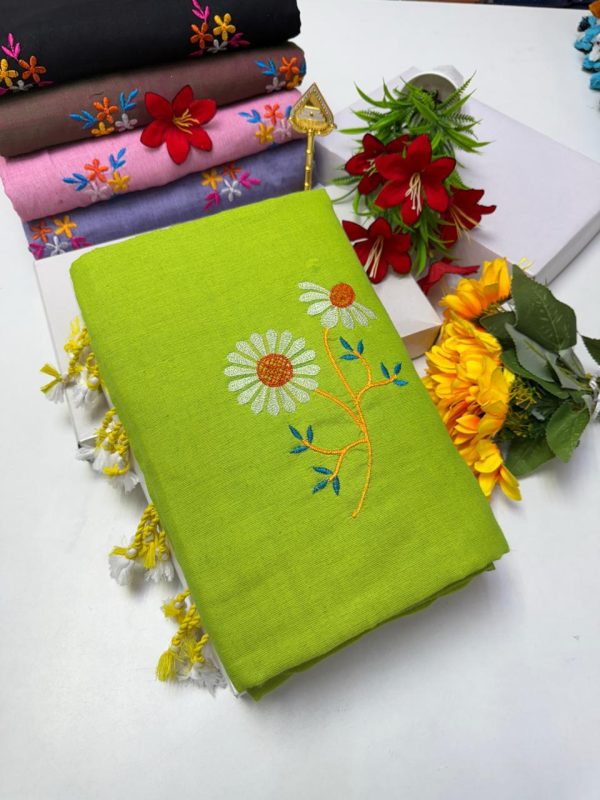 Premium Soft Kaadhi Cotton Saree | 100% Cotton Thread | Running Blouse Included-0064