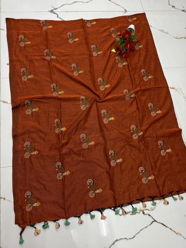 Premium Soft Kaadhi Cotton Saree | 100% Cotton Thread | Running Blouse Included-0038