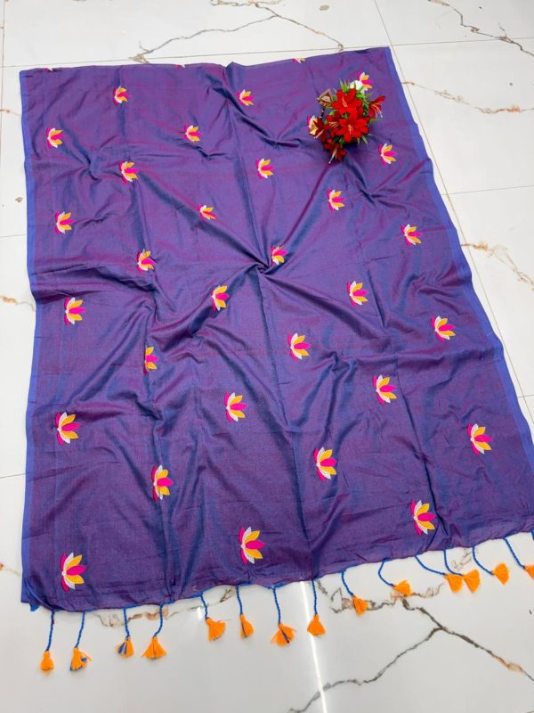 Premium Soft Kaadhi Cotton Saree | 100% Cotton Thread | Running Blouse Included-0042