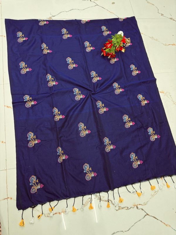 Premium Soft Kaadhi Cotton Saree | 100% Cotton Thread | Running Blouse Included-0043