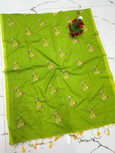 Premium Soft Kaadhi Cotton Saree | 100% Cotton Thread | Running Blouse Included-0047