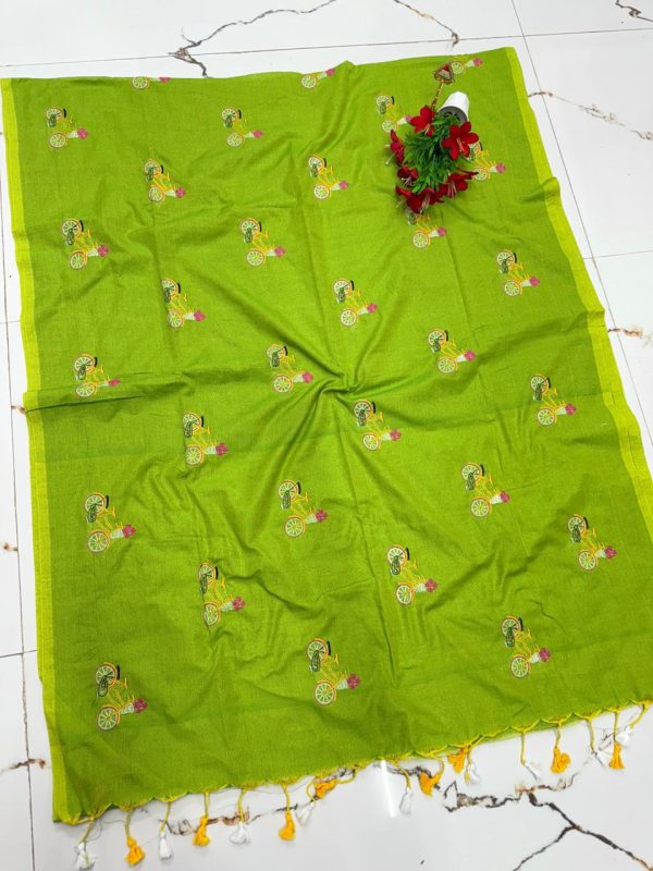 Premium Soft Kaadhi Cotton Saree | 100% Cotton Thread | Running Blouse Included-0047