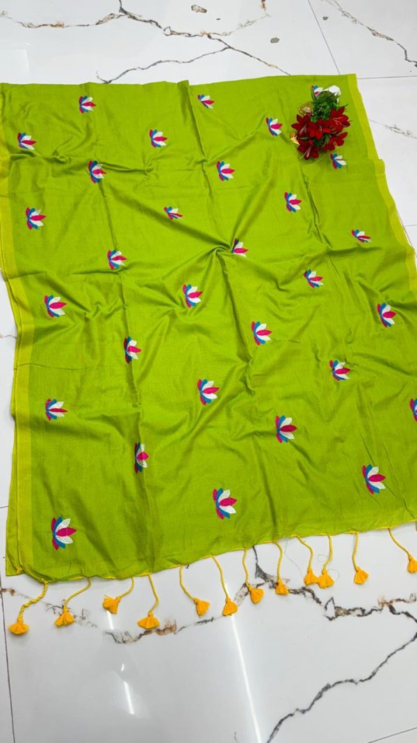 Premium Soft Kaadhi Cotton Saree | 100% Cotton Thread | Running Blouse Included-0051