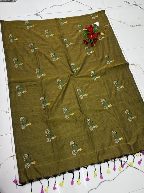 Premium Soft Kaadhi Cotton Saree | 100% Cotton Thread | Running Blouse Included-0063