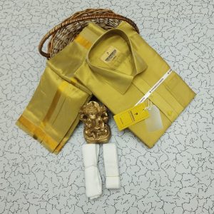 Royal Silk-Mixed Dothi & Shirt Set for Men | Shining Finish | Festive ethnic wear-0010