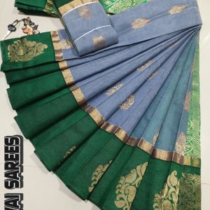 Kottanchi Silk Cotton Saree for Women – Lightweight Butta Design with Contrast Blouse & Grand Border-0010