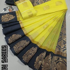 Kottanchi Silk Cotton Saree for Women – Lightweight Butta Design with Contrast Blouse & Grand Border-0013