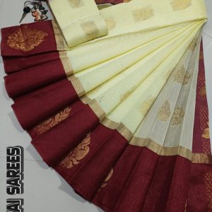 Kottanchi Silk Cotton Saree for Women – Lightweight Butta Design with Contrast Blouse & Grand Border-0015
