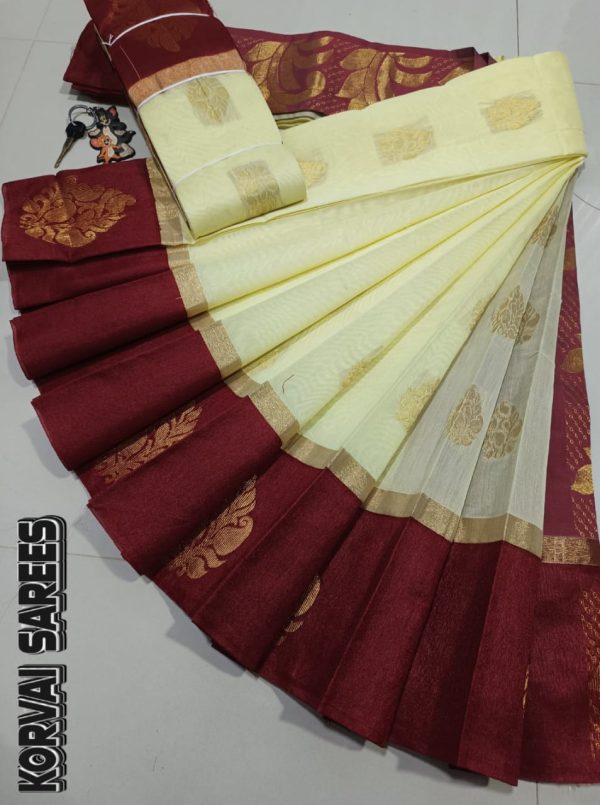 Kottanchi Silk Cotton Saree for Women – Lightweight Butta Design with Contrast Blouse & Grand Border-0015