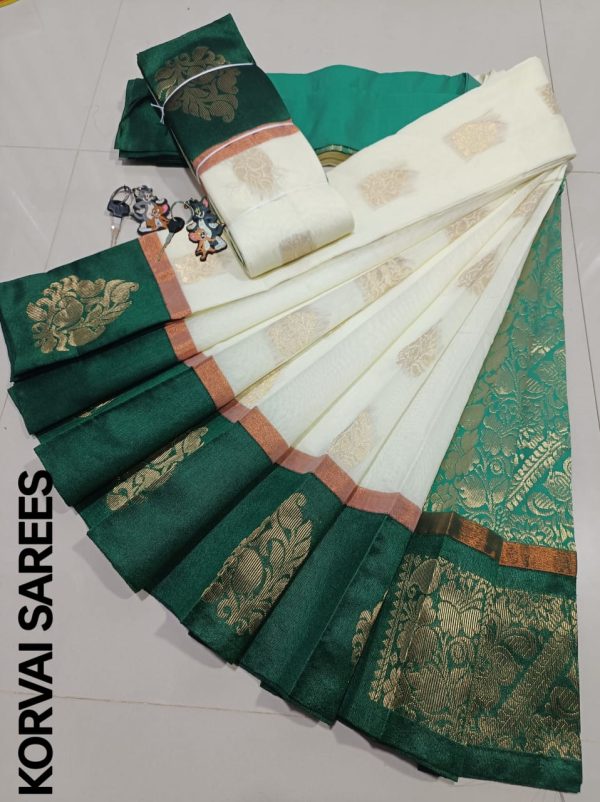 Kottanchi Silk Cotton Saree for Women – Lightweight Butta Design with Contrast Blouse & Grand Border-0017