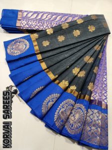 Kottanchi Silk Cotton Saree for Women – Lightweight Butta Design with Contrast Blouse & Grand Border-0019
