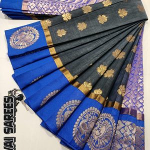 Kottanchi Silk Cotton Saree for Women – Lightweight Butta Design with Contrast Blouse & Grand Border-0019