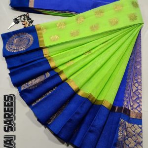 Kottanchi Silk Cotton Saree for Women – Lightweight Butta Design with Contrast Blouse & Grand Border-0018